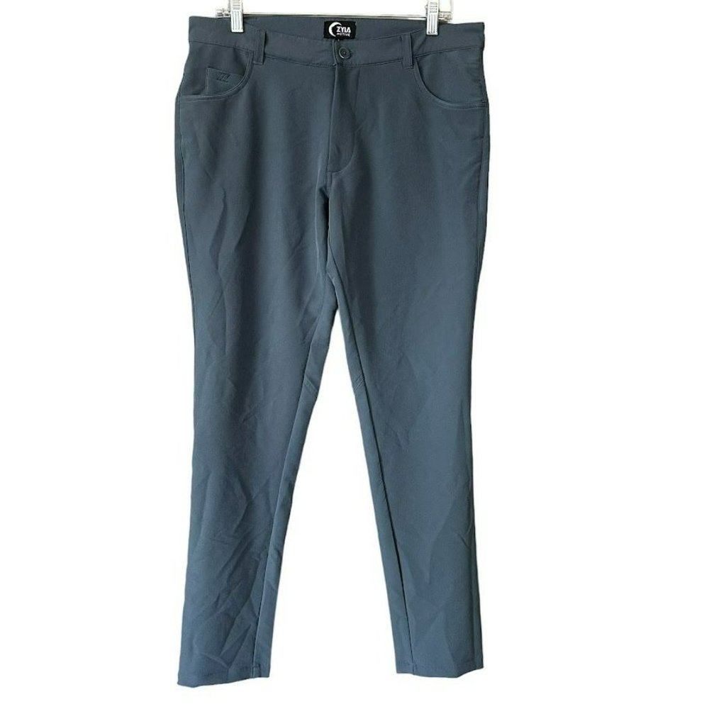 Zyia Active Gray Office‎ Chino Stretch Performance Golf Dress Pants Mens L